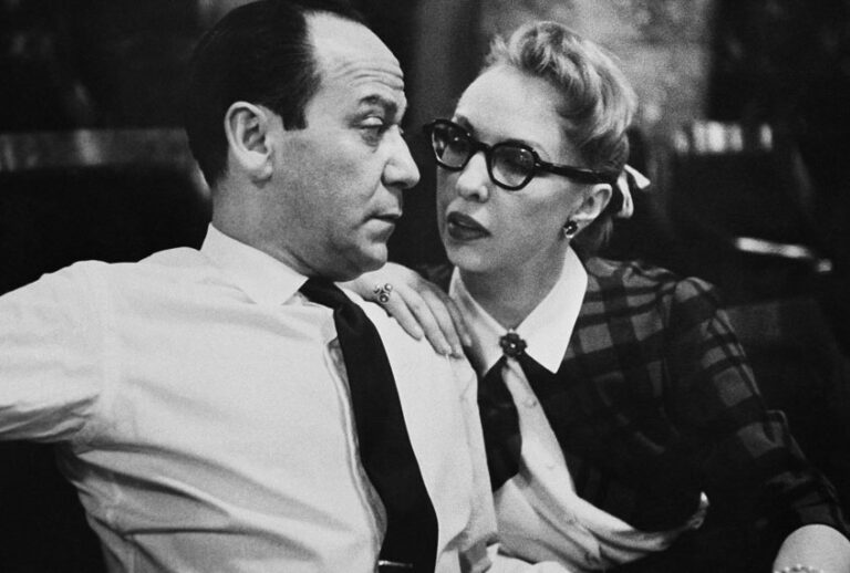 Broadway composer Frank Loesser and his wife and musical partner Lynn are shown, April 26, 1956 in New York. Their song "Baby, It's Cold Outside" was originally a song they performed for friends at their housewarming party. (AP/Anthony Camerano)