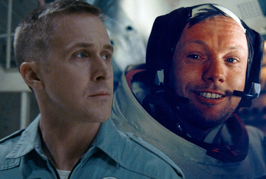Ryan Gosling as Neil Armstrong in "First Man;" Neil Armstrong (Universal Pictures/Getty/NASA/Newsmakers)