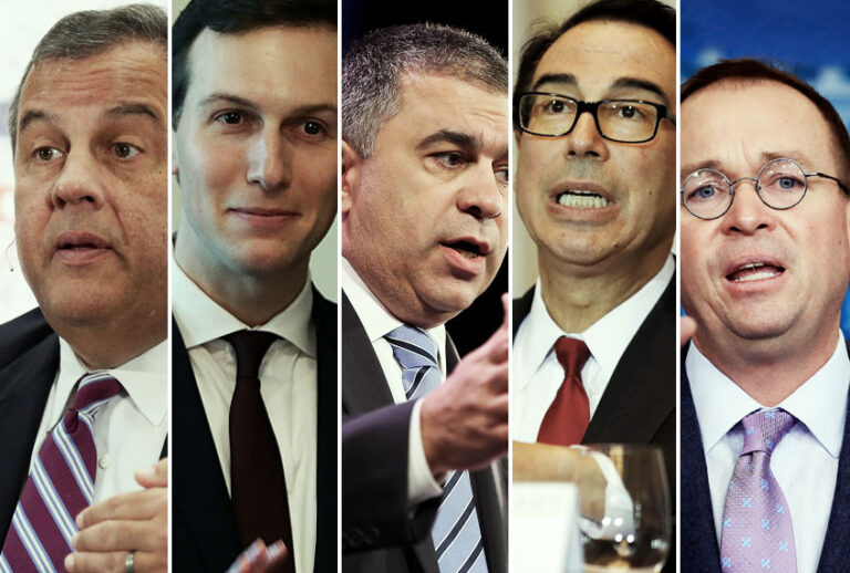 Chris Christie; Jared Kushner; David Bossie; Steve Mnuchin; Mick Mulvaney (AP/Getty)