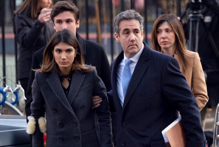 Michael Cohen, Donald Trump's former lawyer, accompanied by his children Samantha and Jake, and his wife Laura Shusterman, right, arrives at federal court for his sentencing for dodging taxes, lying to Congress and violating campaign finance laws Wednesday, Dec. 12, 2018, in New York. (AP/Craig Ruttle)