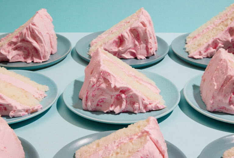 Silver Cake with Pink Frosting