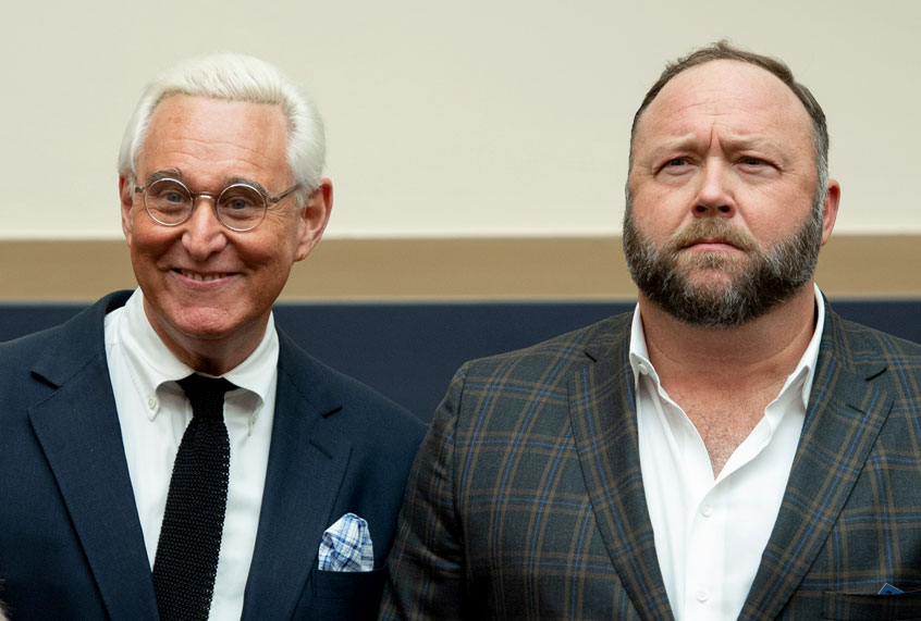 Roger Stone; Alex Jones (Getty/Saul Loeb)