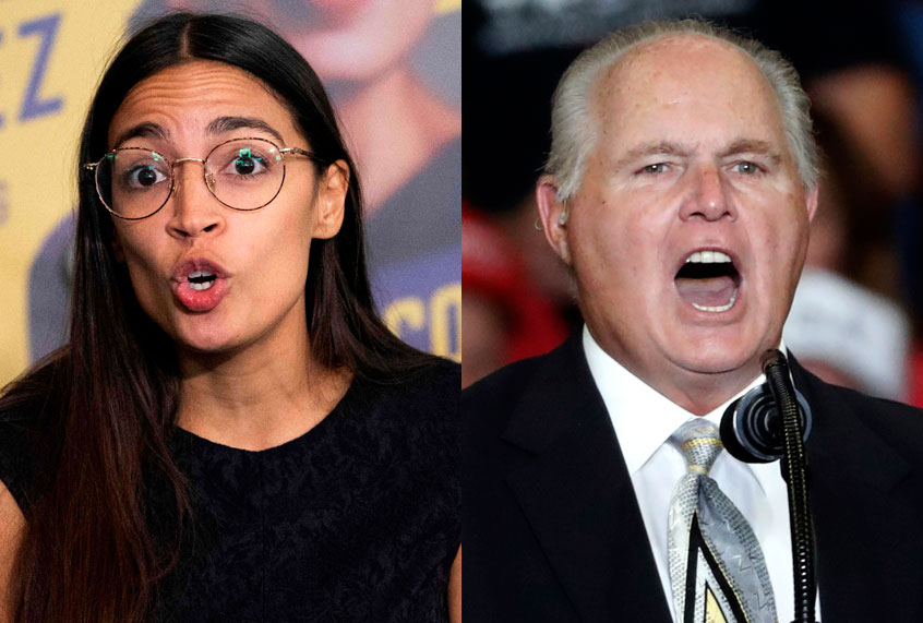 Alexandria Ocasio-Cortez; Rush Limbaugh (Getty/Don Emmert/AP/Jeff Roberson)