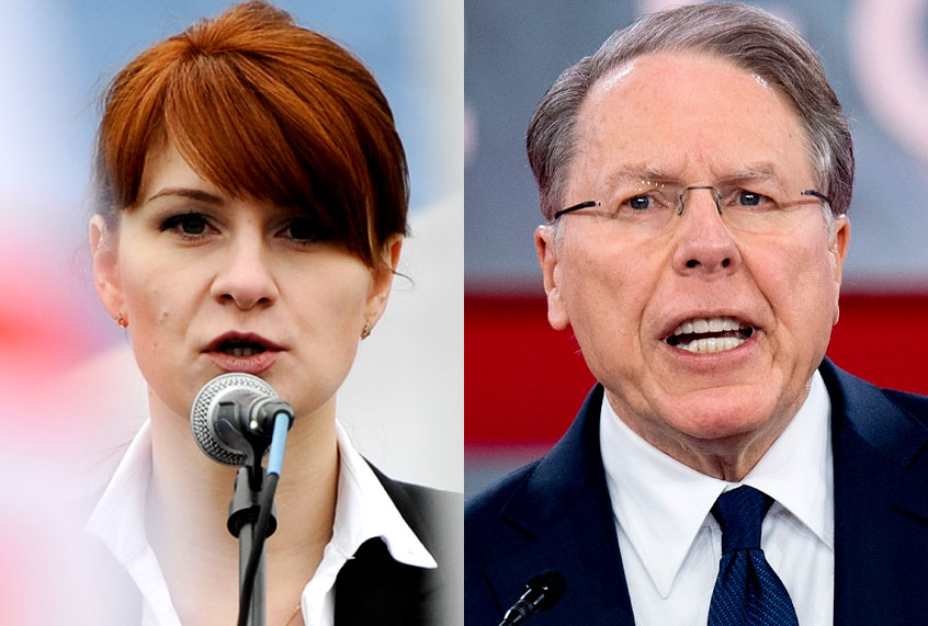Maria Butina; Wayne LaPierre (AP/Getty/Jim Watson)