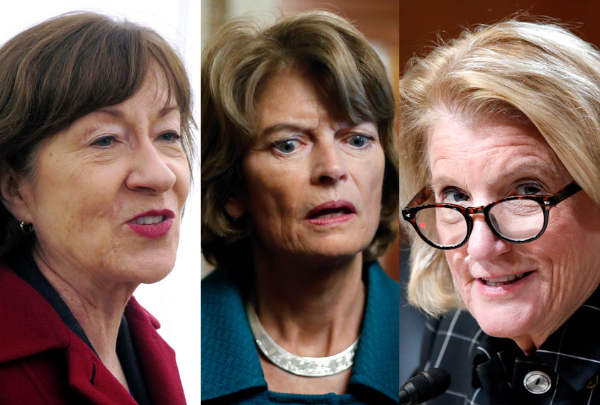 Sen. Susan Collins; Sen. Lisa Murkowski; Sen. Shelley Moore Capito (AP/David Sharp/Pablo Martinez Monsivais/Jacquelyn Martin)