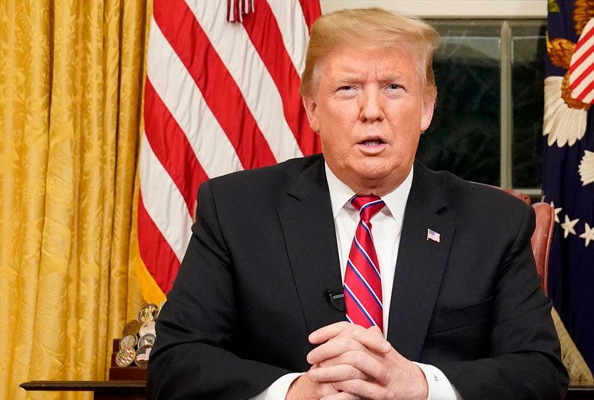 President Donald Trump speaks to the nation in his first-prime address from the Oval Office of the White House on January 8, 2019 in Washington, DC. (Getty/Carlos Barria)