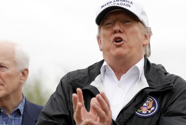 Donald Trump speaks as tours the U.S. border with Mexico at the Rio Grande on the southern border, Thursday, Jan. 10, 2019, in McAllen, Texas. (AP/Evan Vucci)