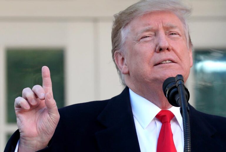 Donald Trump speaks about the government shutdown on January 25, 2019, from the Rose Garden of the White House in Washington, DC. (Getty/Alex Edelman)