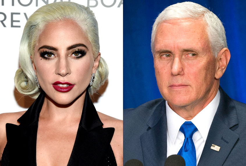 Lady Gaga; Mike Pence (AP/Evan Agostini/Cliff Owen)