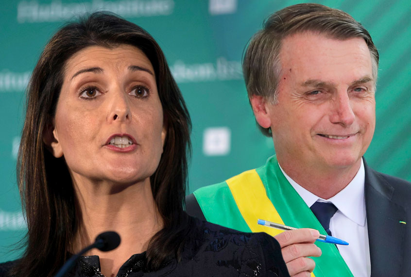 Nikki Haley; Jair Bolsonaro (AP/Kevin Hagen/Getty/Sergio Lima/Salon)