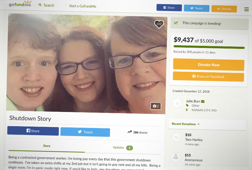 Julie Burr's Gofundme page (gofundme.com/shutdown-story)