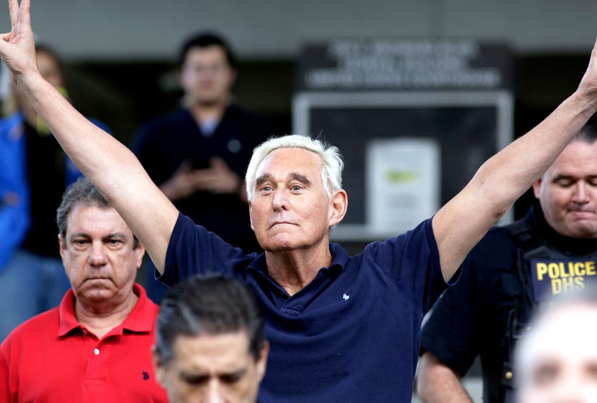 Former campaign adviser for President Donald Trump, Roger Stone walks out of the federal courthouse following a hearing, Friday, Jan. 25, 2019, in Fort Lauderdale, Fla. (AP/Lynne Sladky)