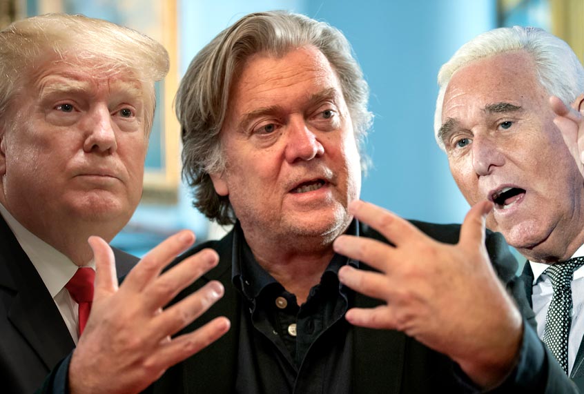 Donald Trump; Steve Bannon; Roger Stone (Ap/Getty)