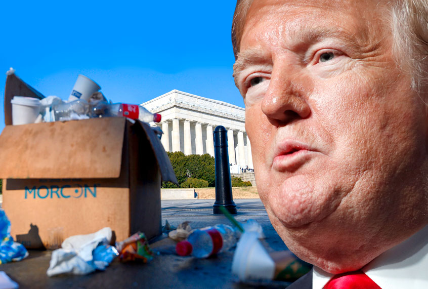 Trash in a box overflows near the Lincoln memorial as some government services have been stopped during a government shutdown in Washington, DC, December 27, 2018. (AP/Getty)