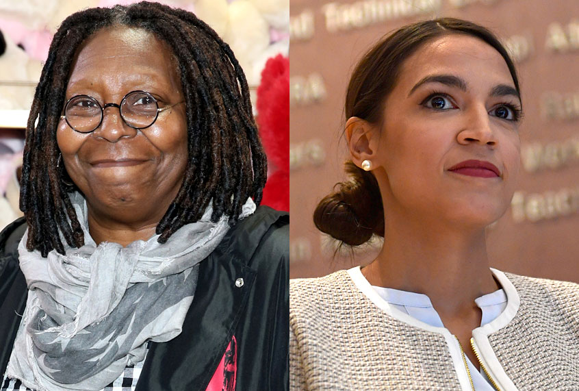 Whoopi Goldberg; Alexandria Ocasio-Cortez (Getty/Monica Schipper/AP/Susan Walsh)