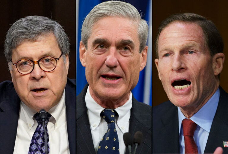William Barr; Robert Mueller; Richard Blumenthal (AP/Getty)