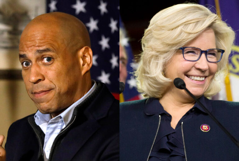 Cory Booker; Liz Cheney (AP/Charlie Neibergall/Alex Brandon)