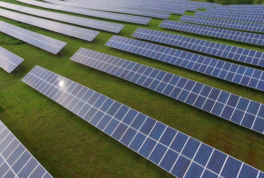 Solar panels Photovoltaic systems - aerial view