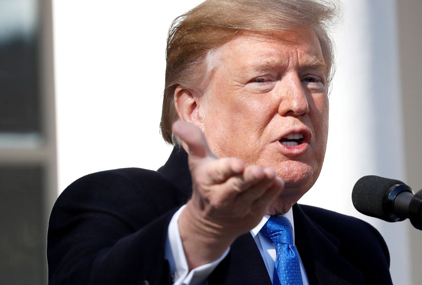 Donald Trump speaks during an event in the Rose Garden at the White House to declare a national emergency in order to build a wall along the southern border, Friday, Feb. 15, 2019 in Washington. (AP/Pablo Martinez Monsivais)