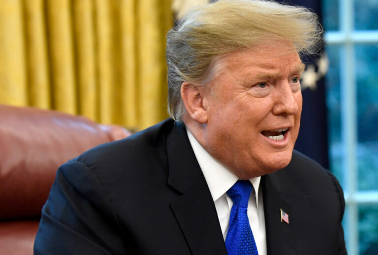 Donald Trump speaks during his meeting with Chinese Vice Premier Liu He in the Oval Office of the White House in Washington, Friday, Feb. 22, 2019. (AP/Susan Walsh)