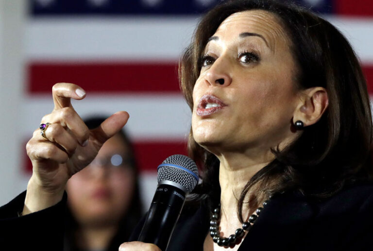 Democratic presidential candidate Sen. Kamala Harris, D-Calif., speaks at a campaign event in Portsmouth, N.H., Monday, Feb. 18, 2019. (AP/Elise Amendola)