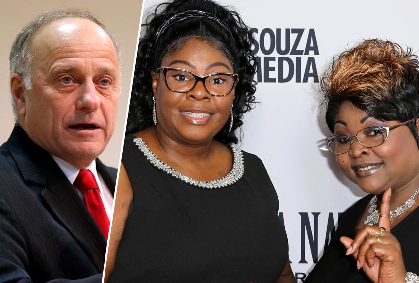 Steve King; Lynnette Hardaway and Rochelle Richardson a.k.a. Diamond and Silk (AP/Charlie Neibergall/Willy Sanjuan)