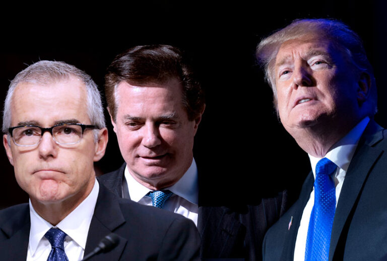 Andrew McCabe; Paul Manafort; Donald Trump (AP/Getty)