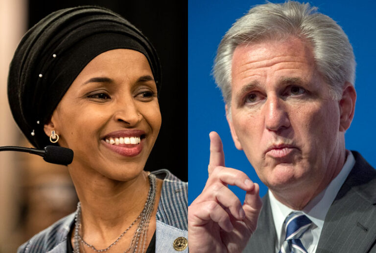 Ilhan Omar; Kevin McCarthy (Getty/Stephen Maturen/AP/Manuel Balce Ceneta)