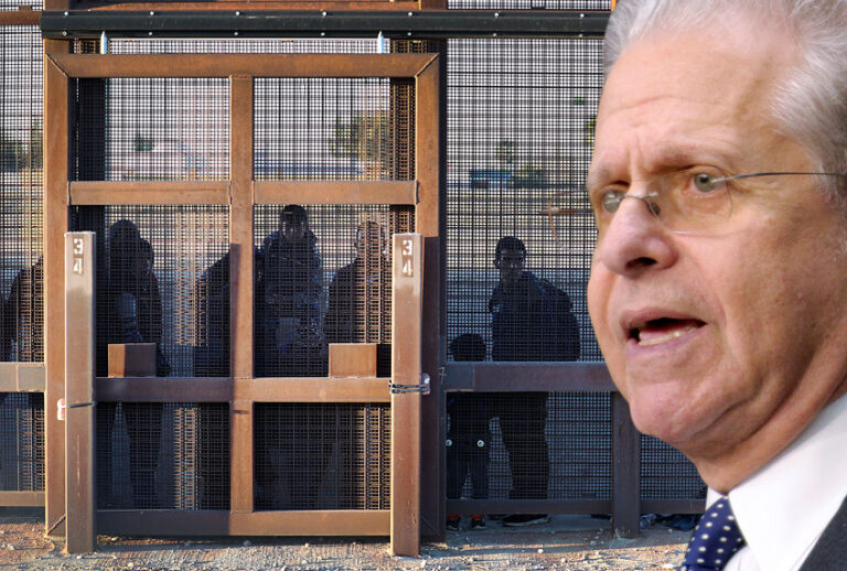 Laurence Tribe; Migrants stand together along the U.S./Mexican border wall in El Paso, Texas. (AP/Getty/Salon)