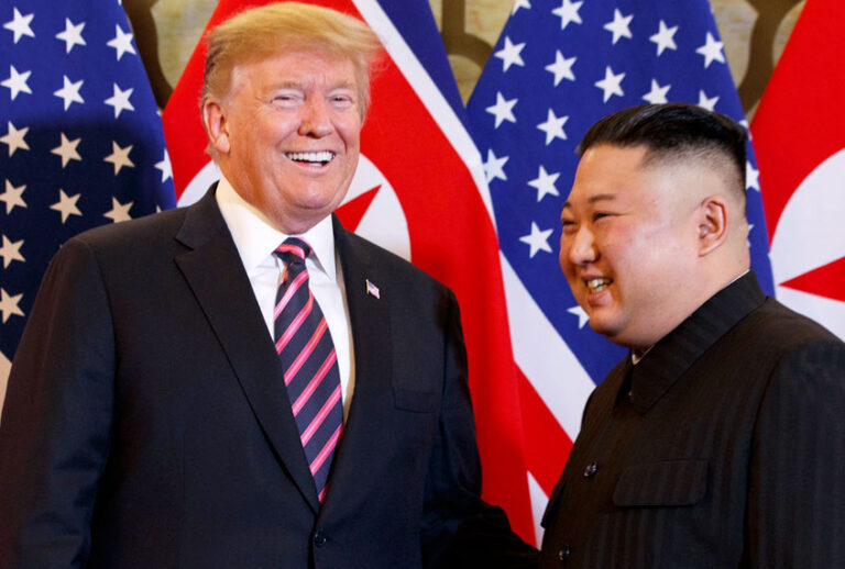 Donald Trump meets North Korean leader Kim Jong Un, Wednesday, Feb. 27, 2019, in Hanoi. (AP/Evan Vucci)