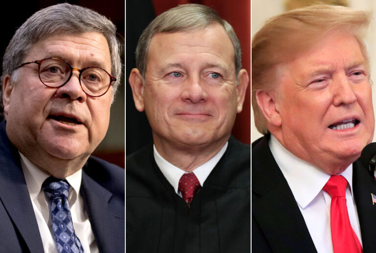 William Barr; John Roberts; Donald Trump (AP/Andrew Harnik/Manuel Balce Ceneta/Getty/Chip Somodevilla)