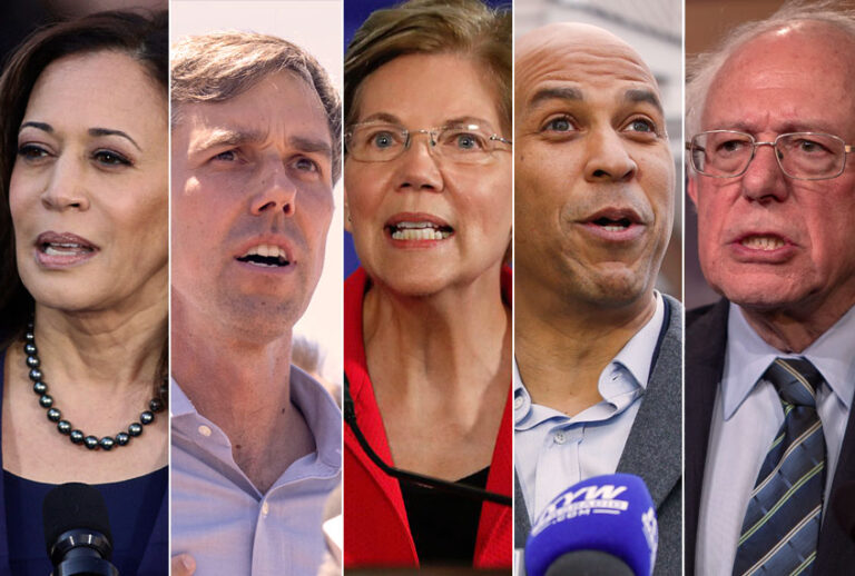 Kamala Harris; Beto O'Rourke; Elizabeth Warren; Cory Booker; Bernie Sanders (AP/Getty)
