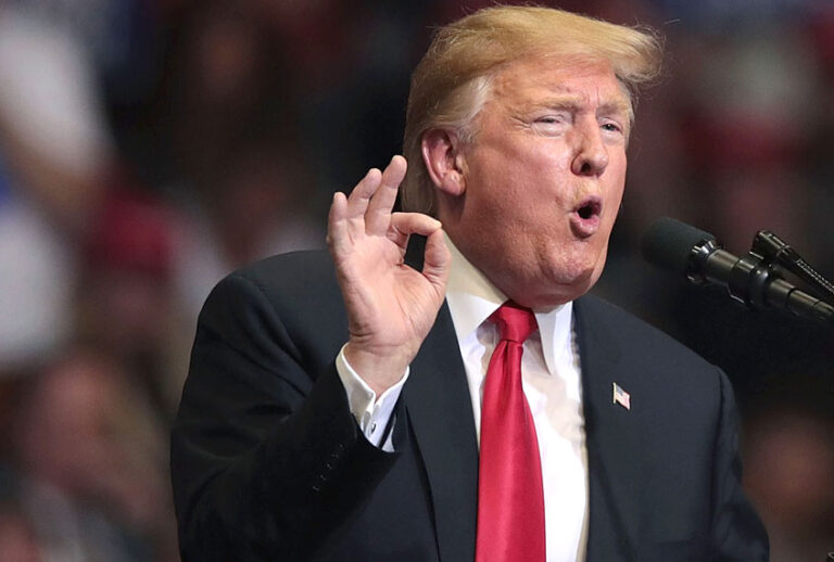 Donald Trump speaks to supporters during a rally at the Van Andel Arena on March 28, 2019 in Grand Rapids, Michigan. (Getty/Scott Olson)