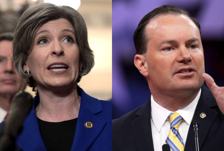 Sen. Joni Ernst (R-IA); Sen. Mike Lee (R-UT) (Getty/Alex Wong)