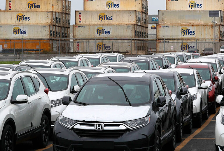 New vehicles are seen at the Horizon Terminal in Fort Lauderdale, Florida. (Getty/Joe Raedle)