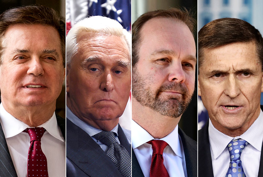 Paul Manafort; Roger Stone; Rick Gates; Michael Flynn (AP/Getty)