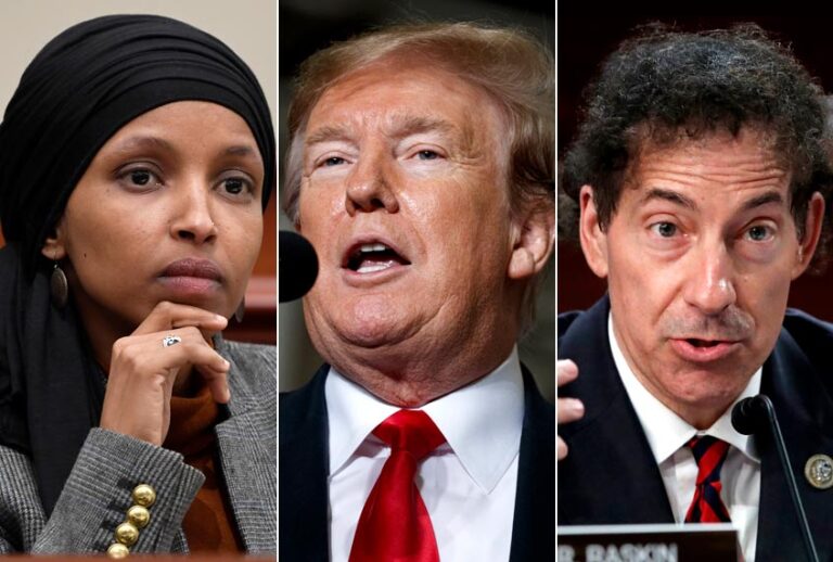 Ilhan Omar; Donald Trump; Jamie Raskin (AP/Susan Walsh/Evan Vucci/Jacquelyn Martin)