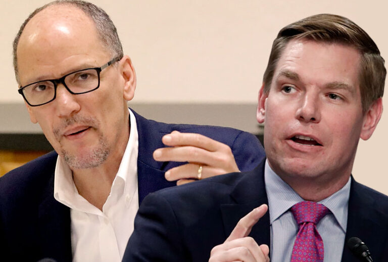 Tom Perez; Eric Swalwell (AP/John Raoux/Jacquelyn Martin)
