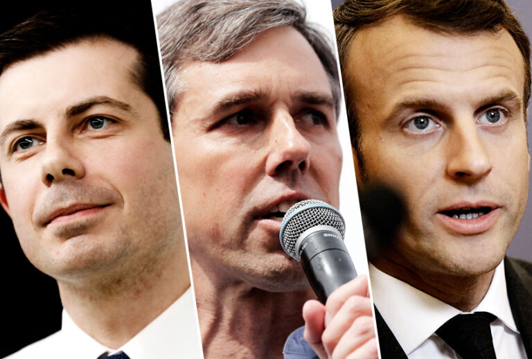 Pete Buttigieg; Beto O'Rourke; Emmanuel Macron (AP/Charlie Neibergall/Gerald Herbert/Olivier Matthys)