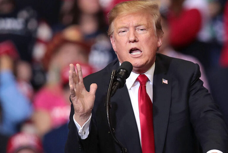 Donald Trump speaks to supporters during a rally at the Van Andel Arena on March 28, 2019 in Grand Rapids, Michigan. (Getty/Scott Olson)