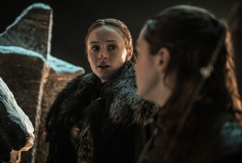 Sophie Turner as Sansa Stark and Maisie Williams as Arya Stark in "Game of Thrones" (Helen Sloan/HBO)
