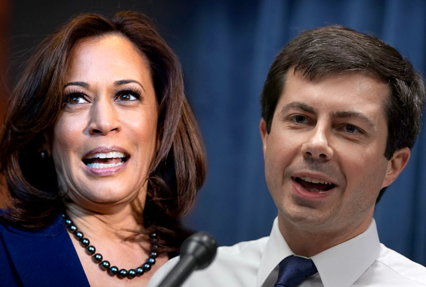 Sen. Kamala Harris (D-CA); Mayor of South Bend, Indiana, Pete Buttigeig (Getty/Al Drago/Alex Wong/Salon)