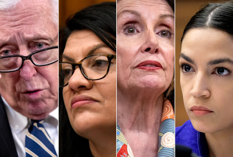 House Majority Leader Steny Hoyer, (D-MD); Rep. Rashida Tlaib, (D-MI); House Speaker Nancy Pelosi, (D-CA); Rep. Alexandria Ocasio-Cortez (D-NY) (AP/Getty/Salon)