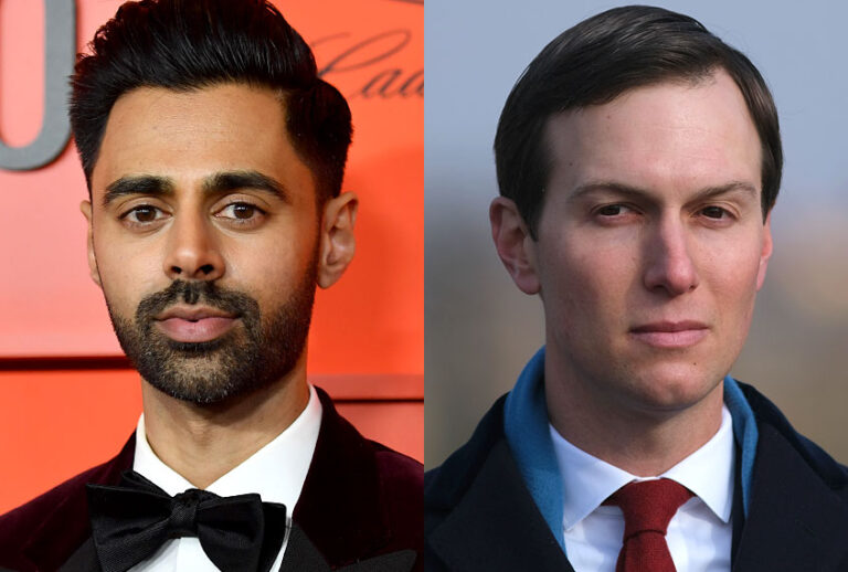 Hasan Minhaj; Jared Kushner (Getty/Angela Weiss/Sean Gallup)
