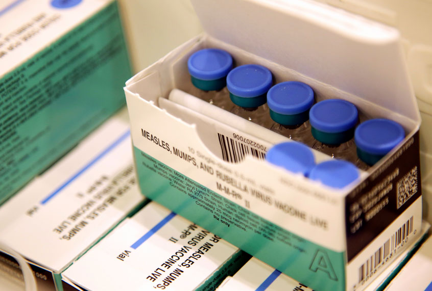 Measles, mumps and rubella vaccines sit in a cooler at the Rockland County Health Department in Pomona, N.Y., March 27, 2019. (AP/Seth Wenig)
