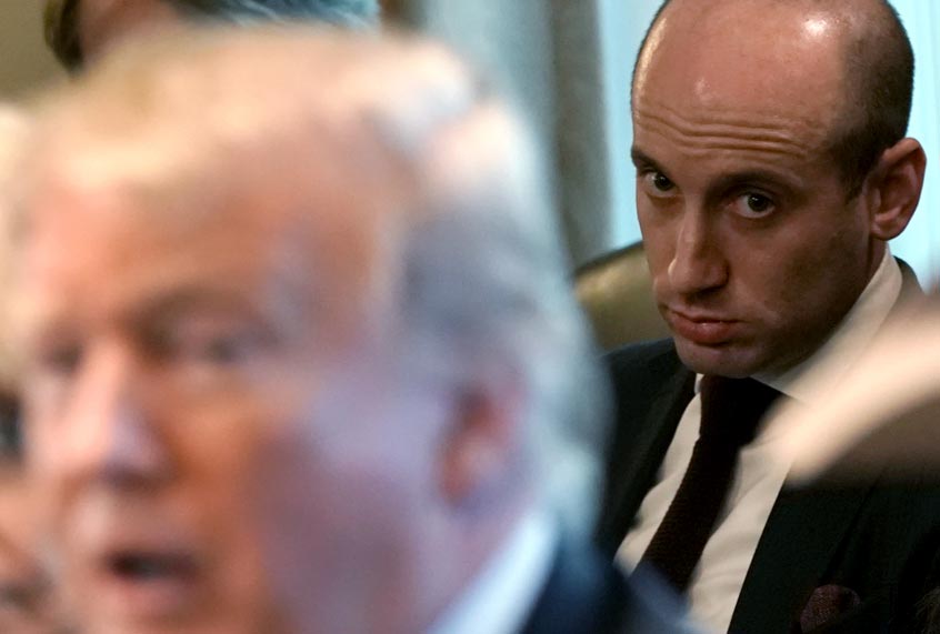 Stephen Miller looks on as Donald Trump hosts a round-table discussion on border security and safe communities on January 11, 2019 in Washington, DC. (Getty/Alex Wong)
