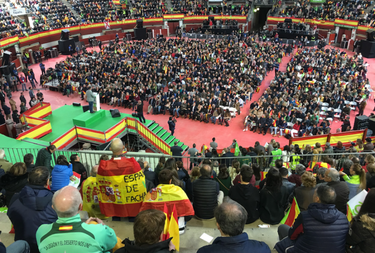 Vox leader Santiago Abascal addresses the party’s campaign launch. (Adam Ramsay, CC2.0)