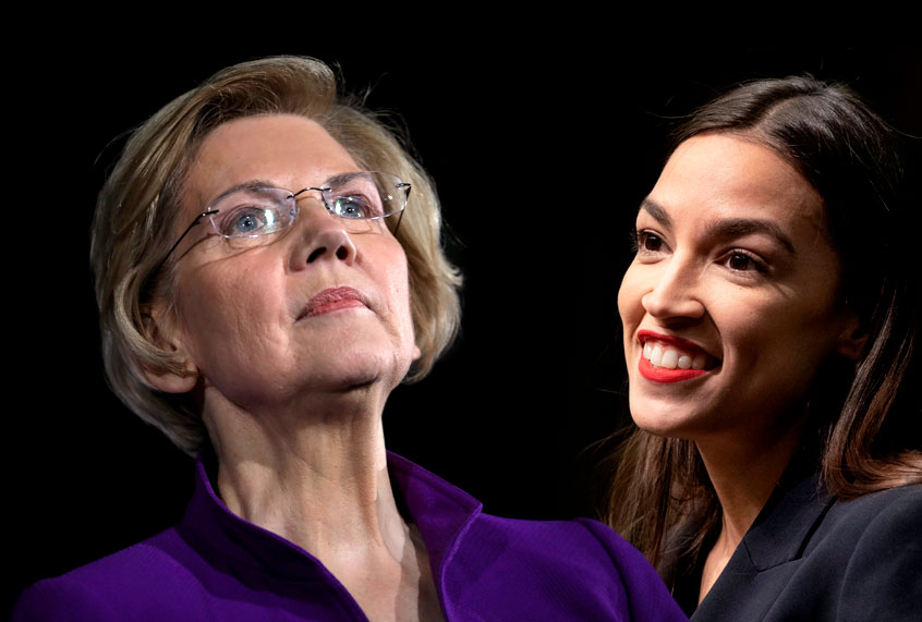 Elizabeth Warren; Alexandria Ocasio-Cortez (Getty/Salon)