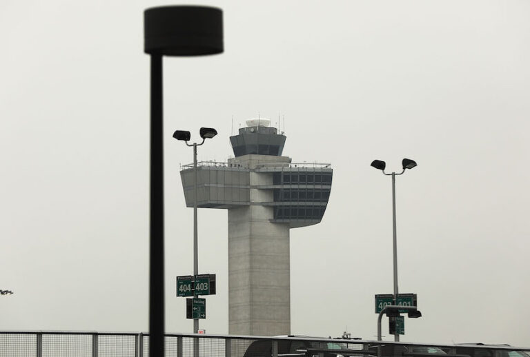 An air traffic control tower stands at John F. Kennedy International Airport (JFK) on June 5, 2017 in New York City (Spencer Platt/Getty Images)
