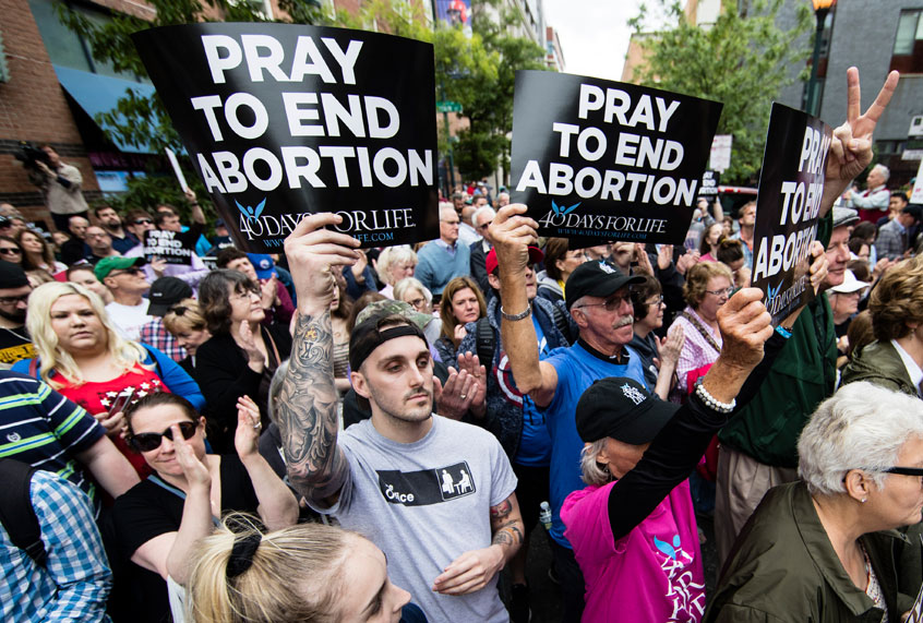 Anti-abortion protesters rally near a Planned Parenthood clinic in Philadelphia, Friday, May 10, 2019. (AP/Matt Rourke)